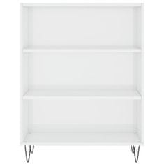 Vidaxl Visoka komoda visok sijaj bela 69,5x34x180 cm inženirski les