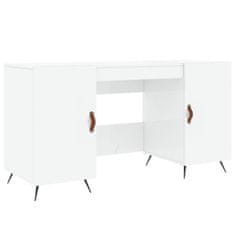 Vidaxl Pisalna miza visok sijaj bela 140x50x75 cm inženirski les