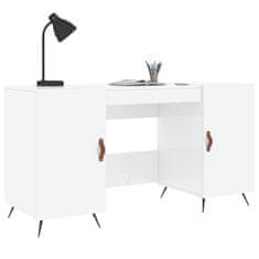 Vidaxl Pisalna miza visok sijaj bela 140x50x75 cm inženirski les
