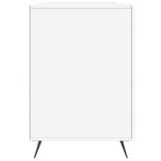Vidaxl Pisalna miza visok sijaj bela 140x50x75 cm inženirski les