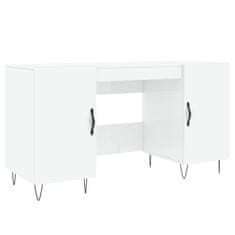 Vidaxl Pisalna miza visok sijaj bela 140x50x75 cm inženirski les