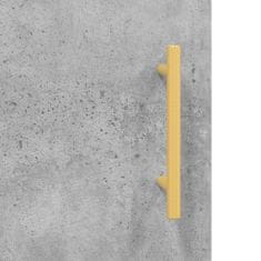 Greatstore Visoka komoda betonsko siva 69,5x34x180 cm inženirski les