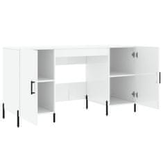 Vidaxl Pisalna miza visok sijaj bela 140x50x75 cm inženirski les