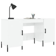 Vidaxl Pisalna miza visok sijaj bela 140x50x75 cm inženirski les