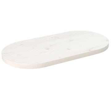 Vidaxl Mizna plošča bela 60x30x2,5 cm trdna borovina ovalna