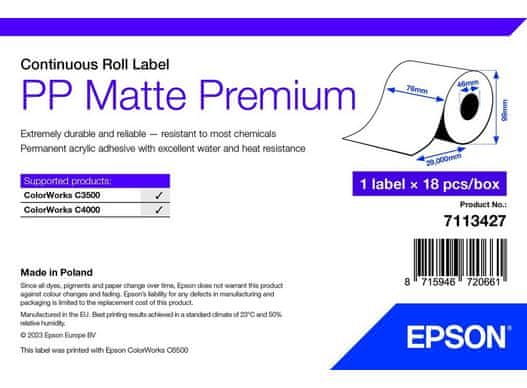 Epson PP Matte Label Premium, Cont. Roleta, 76 mm x 29 mm