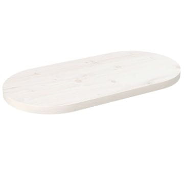 Vidaxl Mizna plošča bela 80x40x2,5 cm trdna borovina ovalna