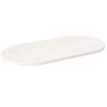 Vidaxl Mizna plošča bela 100x50x2,5 cm trdna borovina ovalna