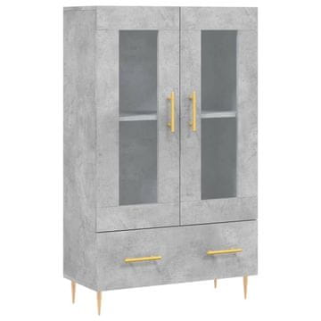 Vidaxl Visoka omara betonsko siva 69,5x31x115 cm inženirski les