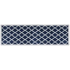 Vidaxl Zunanja preproga mornarska in bela 80x250 cm dvostranski dizajn