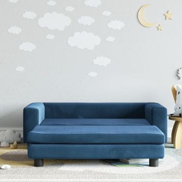 Vidaxl vidaXL Otroški kavč s taburejem moder 100x50x30 cm žamet