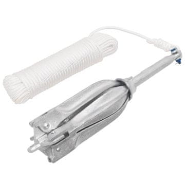 Vidaxl Zložljivo sidro z vrvjo srebro 12 kg vroče pocinkano litino