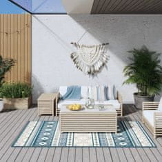 Vidaxl Zunanja preproga modra in bela 100x200 cm dvostranski dizajn
