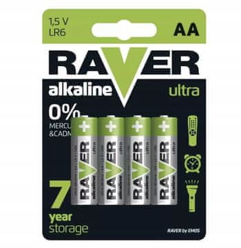 Emos Komplet 4 alkalnih baterij 1,5 V LR6 AA Raver