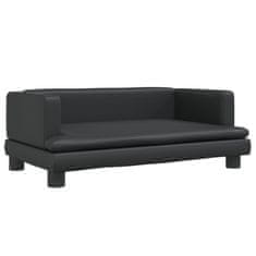 Vidaxl Otroški kavč črn 80x45x30 cm umetno usnje