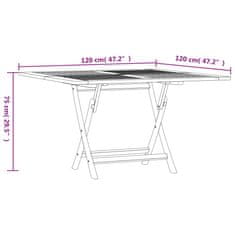 Vidaxl Zložljiva vrtna miza 120x120x75 cm trdna tikovina