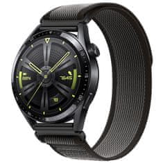 BStrap Velcro Nylon pašček za Huawei Watch GT2 Pro, black gray