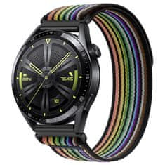 BStrap Velcro Nylon pašček za Samsung Galaxy Watch Active 2 40/44mm, black rainbow