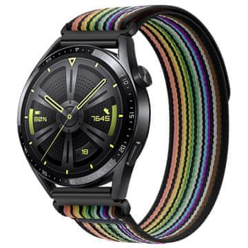 BStrap Velcro Nylon pašček za Samsung Galaxy Watch 42mm, black rainbow
