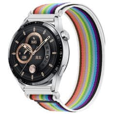 BStrap Velcro Nylon pašček za Huawei Watch GT 42mm, white rainbow