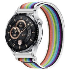 BStrap Velcro Nylon pašček za Huawei Watch GT2 Pro, white rainbow