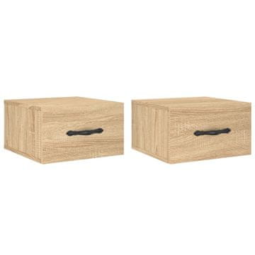 Vidaxl Stenska nočna omarica 2 kosa sonoma hrast 35x35x20 cm