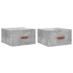 shumee Stenska nočna omarica 2 kosa betonsko siva 35x35x20 cm