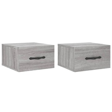 Vidaxl Stenska nočna omarica 2 kosa siva sonoma 35x35x20 cm