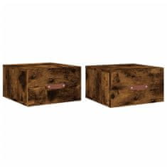 Vidaxl Stenska nočna omarica 2 kosa dimljeni hrast 35x35x20 cm