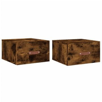 Vidaxl Stenska nočna omarica 2 kosa dimljeni hrast 35x35x20 cm