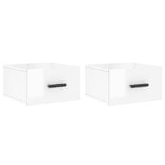 Vidaxl Stenske nočne omarice 2 kosa visok sijaj bele 35x35x20 cm