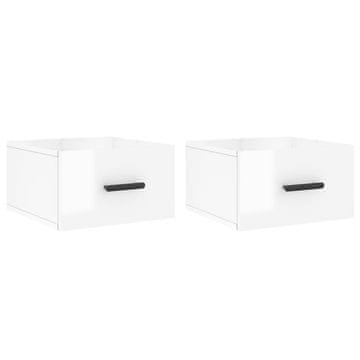Vidaxl Stenske nočne omarice 2 kosa visok sijaj bele 35x35x20 cm