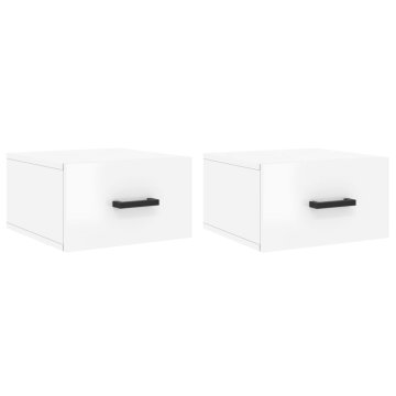 Vidaxl Stenske nočne omarice 2 kosa visok sijaj bele 35x35x20 cm
