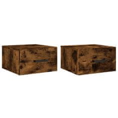 Vidaxl Stenska nočna omarica 2 kosa dimljeni hrast 35x35x20 cm