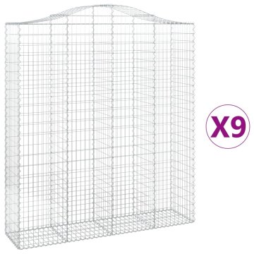 Vidaxl Obokana gabion košara 9 kos 200x50x220/240 cm pocinkano železo