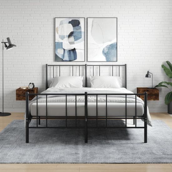 Vidaxl Stenska nočna omarica 2 kosa dimljeni hrast 35x35x20 cm