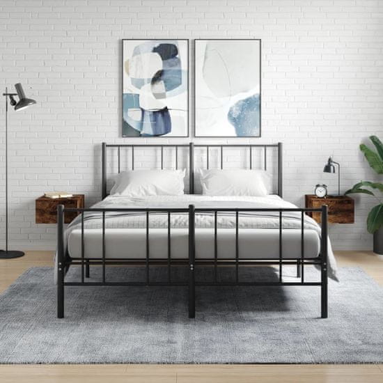 Vidaxl Stenska nočna omarica 2 kosa dimljeni hrast 35x35x20 cm
