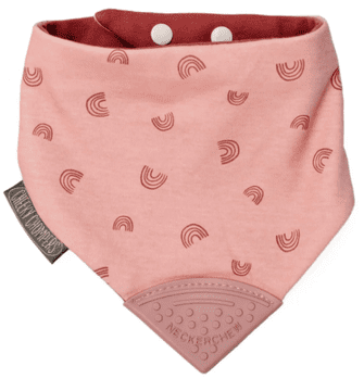 Cheeky Chompers Neckerchew Premium dvostranski slinček z grizalom, Rainbow Rose (731)