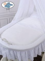 Mosesova košara z baldahinom Sophia bela + bela čipkasta posteljnina