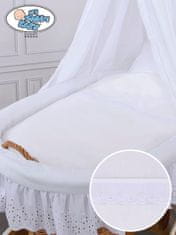 Greatstore Mosesova košara z baldahinom Sophia naravna + bela čipkasta posteljnina