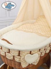 Greatstore Mosesova košara z baldahinom Isabella naravna + krem posteljnina