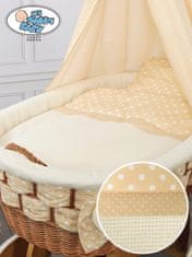 Greatstore Mosesova košara z baldahinom Isabella naravna + krem posteljnina
