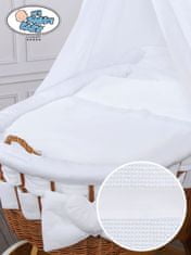 Košara Moses z baldahinom Bianca naravna + bela posteljnina
