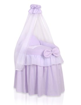 Greatstore Voziček za lutke - košara za lutke z baldahinom - vijolična