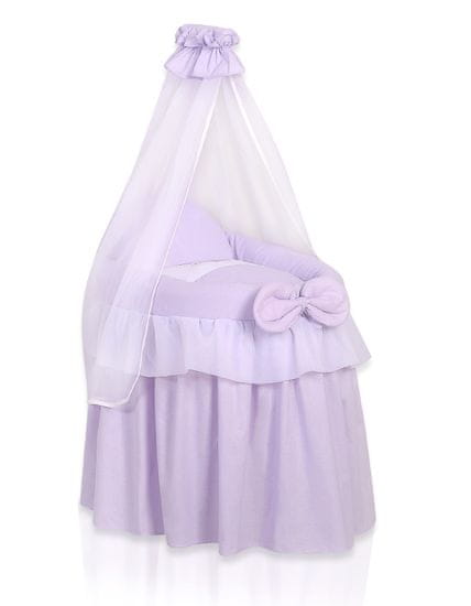 Greatstore Voziček za lutke - košara za lutke z baldahinom - vijolična