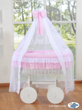 Greatstore Košara Moses z baldahinom Deluxe - Bellamy roza
