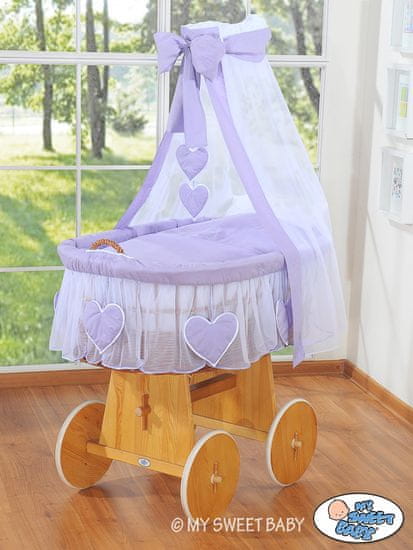 Greatstore Košara Moses s krošnjo - Amelie vijolična