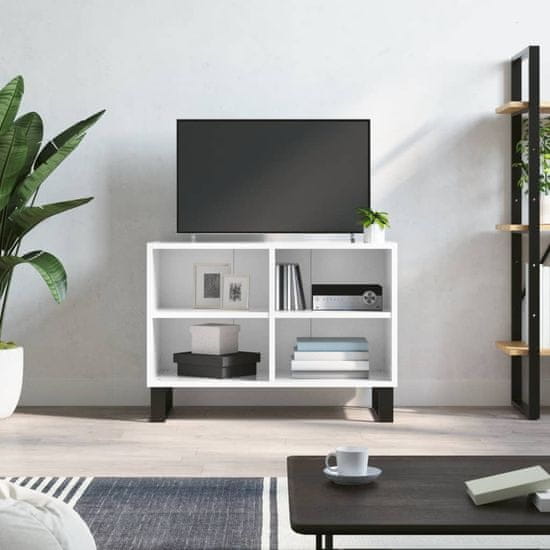 Vidaxl TV omarica visok sijaj bela 69,5x30x50 cm inženirski les