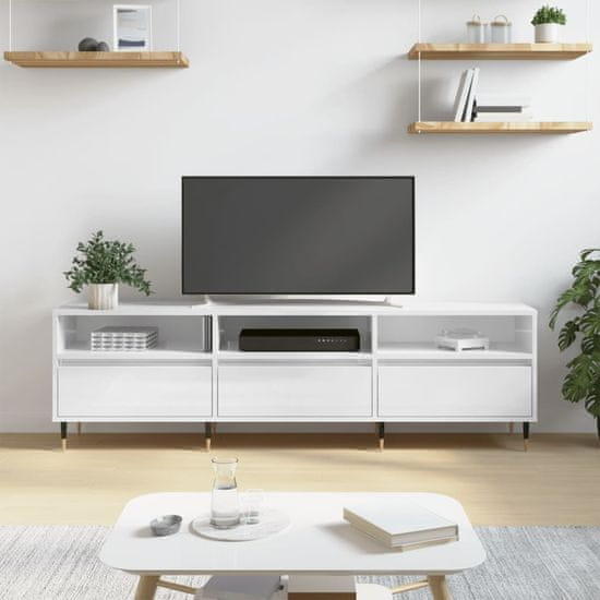 Vidaxl TV omarica visok sijaj bela 150x30x44,5 cm inženirski les