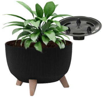 shumee Cvetlični lonec na nogah z vložkom črne barve ROMA Eco 40x25